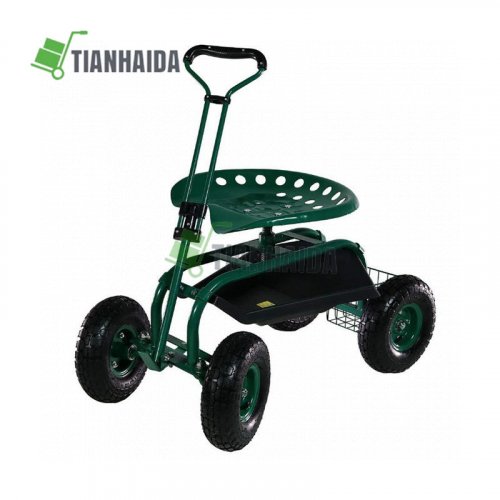 Garden Scoot Cart with Swivel Seat, Flat-Free Tires TC4501E
