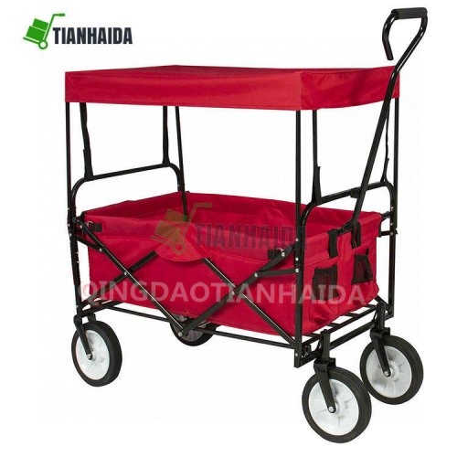 TC1011 T   Folding Wagon Canopy Garden Utility Cart Travel Collapsible Outdoor Yard Steel
