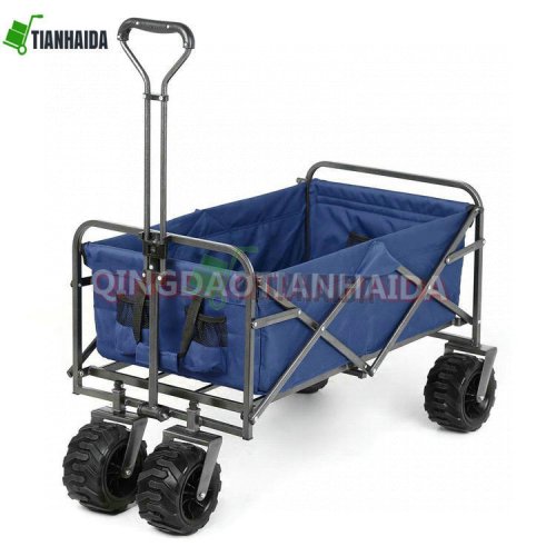 FW0102   Pull Push Heavy Duty All Terrain Wide Tire Collapsible Folding Wagon Beach Cart