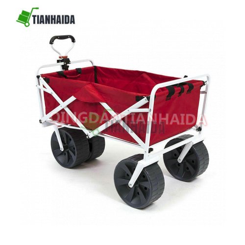 FW0101   Collapsible Folding Outdoor Utility Wagon, Folding Wagon Cart Garden Shopping Cart Beach Wagon