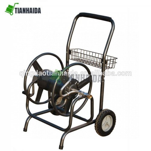 TC4724A Garden 2 Wheel Steel Frame Water Hose Reel Basket Cart