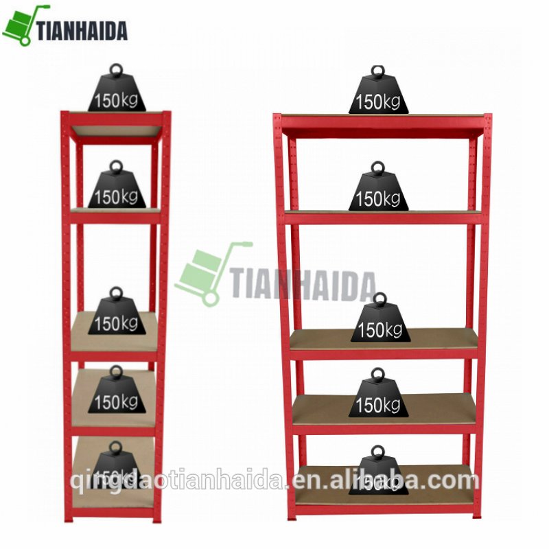Red 5 Tier Heavy Duty Garage Metal Boltless Warehouse steel library