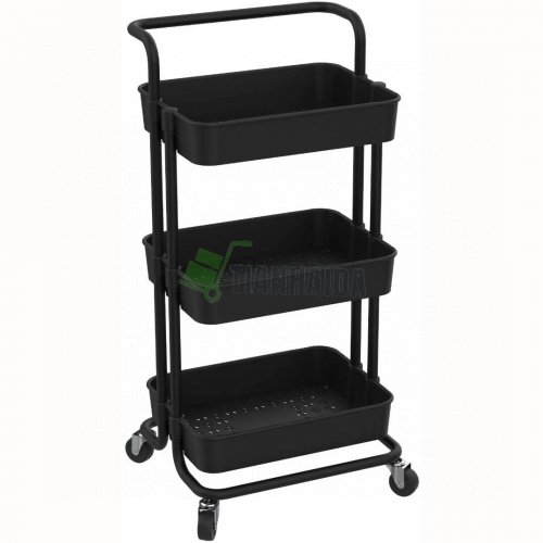 SC1355|3-Tier Rolling Utility Cart Storage Cart Multifunction Storage Trolley Service Cart Tower Rack Serving Trolley 