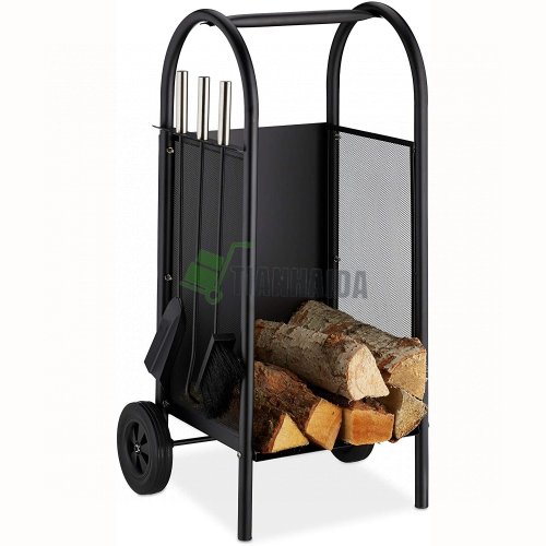 Fireplace Log Rack Iron Firewood Holders Cart Indoor Wood Stove 